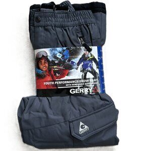 Snow Pants Gerry Youth Large 14/16 Removable suspenders, Scuff guard Gray Black